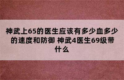 神武上65的医生应该有多少血多少的速度和防御 神武4医生69级带什么